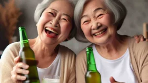Mujeres de asia bebiendo cerveza